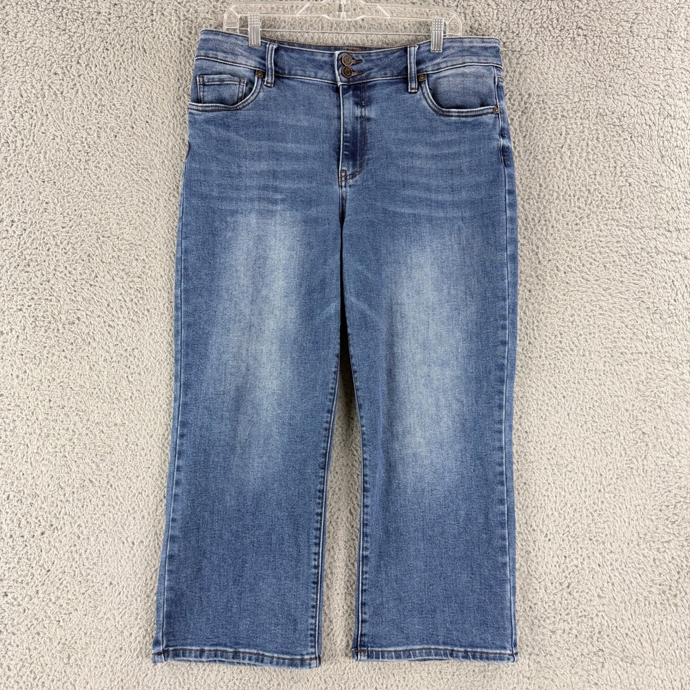 Kut From The Kloth Jeans Womens 14P Blue Wide Leg Crop Stretch Denim KG1969PA8R